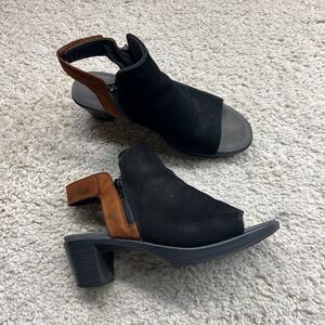 NATO Heeled Sandals Black Brown Open Toe Strap Slingback EU 40 US 9